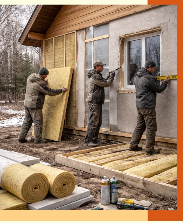 Утепление дачного дома в Новом Уренгое от 4939 руб/м2 — недорого | ТепломастерНвг