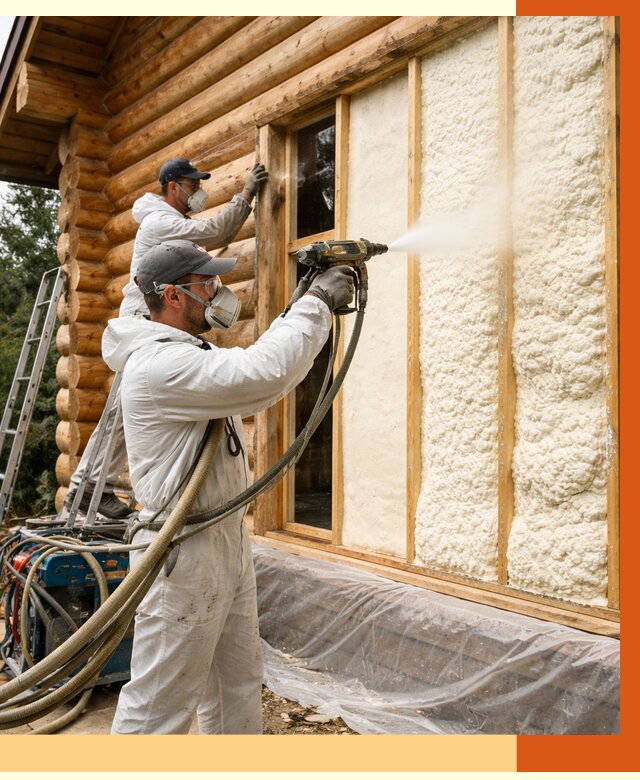 Утепление деревянного дома ППУ в Новом Уренгое от 4367 руб/м2 | ТепломастерНвг — под ключ