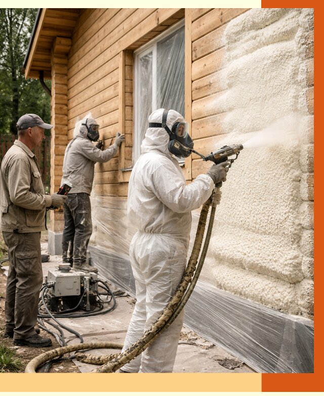 Утепление дома из бруса ППУ в Новом Уренгое от 4003 руб/м2 под ключ | ТепломастерНвг