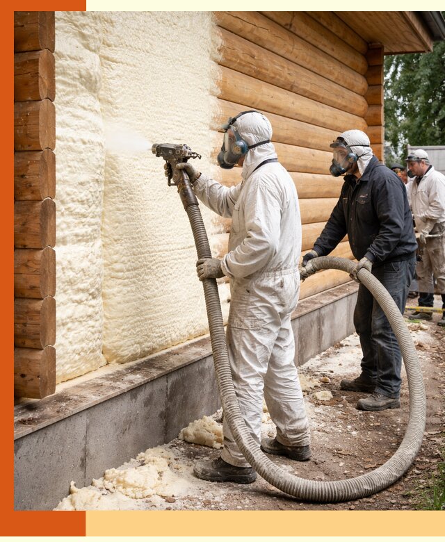 Утепление дома из бруса пенополиуретаном в Новом Уренгое