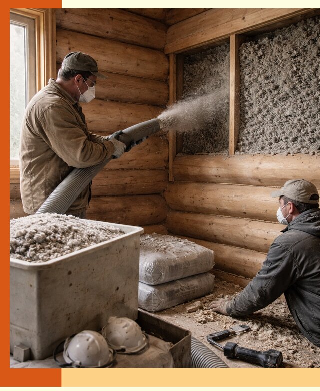 Утепление дома из бруса эковатой в Новом Уренгое