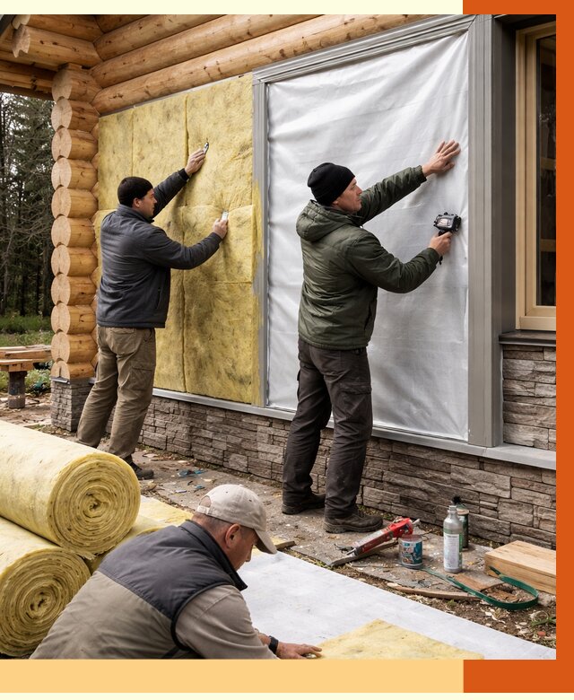 Утепление бревенчатого дома в Новом Уренгое от 7954 руб/м2 — заказать под ключ | ТепломастерНвг