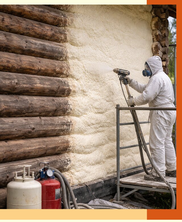 Утепление бревенчатого дома ППУ в Новом Уренгое под ключ от 6499 руб. | ТепломастерНвг