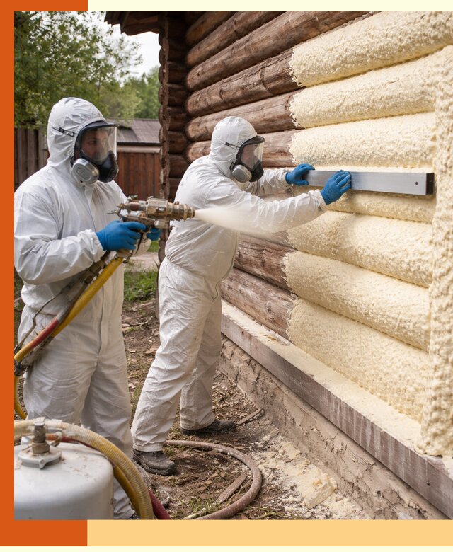 Утепление бревенчатого дома ППУ в Новом Уренгое эффективной изоляцией