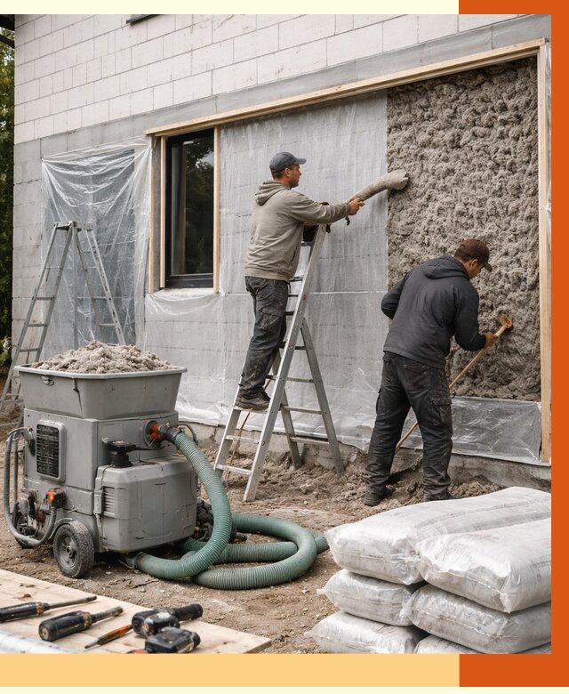 Утепление дома из газобетона эковатой в Новом Уренгое от 4679 руб./м2 | ТепломастерНвг