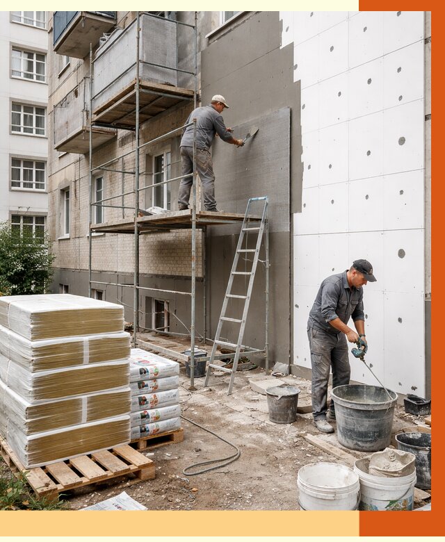 Утепление квартиры снаружи в Новом Уренгое от 6395 руб/м2 под ключ | ТепломастерНвг