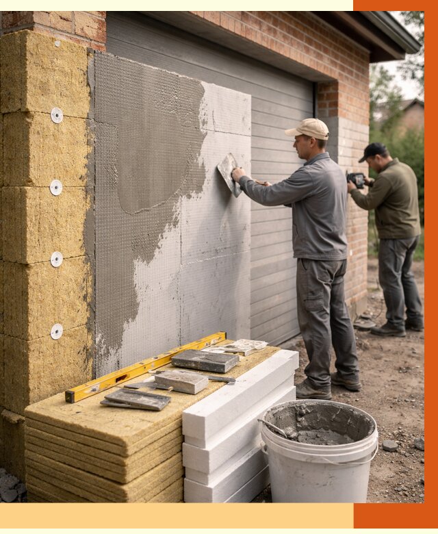 Утепление гаража снаружи в Новом Уренгое от 4367 руб. за м2 — наружное утепление под ключ | ТепломастерНвг