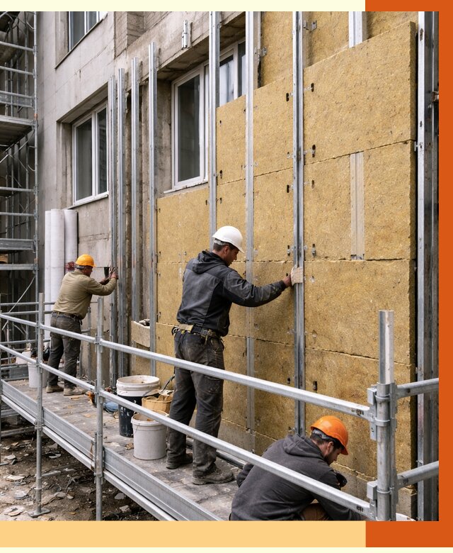 Утепление вентилируемого фасада в Новом Уренгое от 5823 руб/м2 — монтаж и утепление вентфасад | ТепломастерНвг