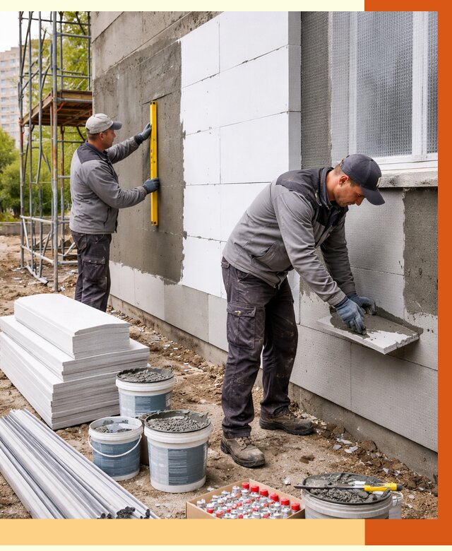 Утепление фасада и стен снаружи в Новом Уренгое от 4367 руб. | ТепломастерНвг