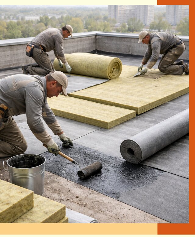 Утепление плоской крыши в Новом Уренгое от 7487 руб./м2 под ключ | ТепломастерНвг