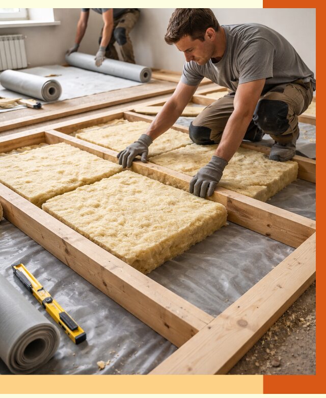 Утепление деревянного пола в Новом Уренгое от 1560 руб./м2 под ключ | ТепломастерНвг