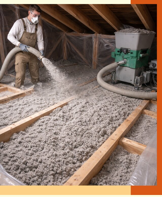 Утепление чердака эковатой в Новом Уренгое от 1508 руб/м2 — заказать у ТепломастерНвг