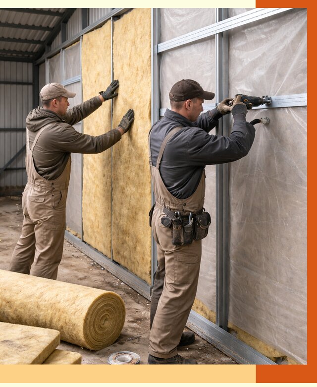 Утепление металлического ангара в Новом Уренгое от 4939 руб/м2 — услуги под ключ | ТепломастерНвг