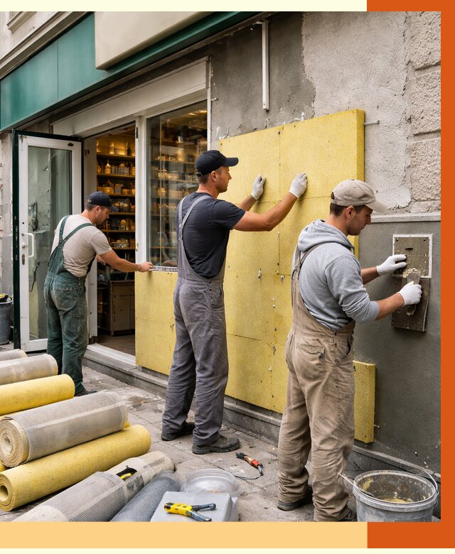 Утепление магазина в Новом Уренгое от 4679 руб/м2 — цена, стены и снаружи | ТепломастерНвг