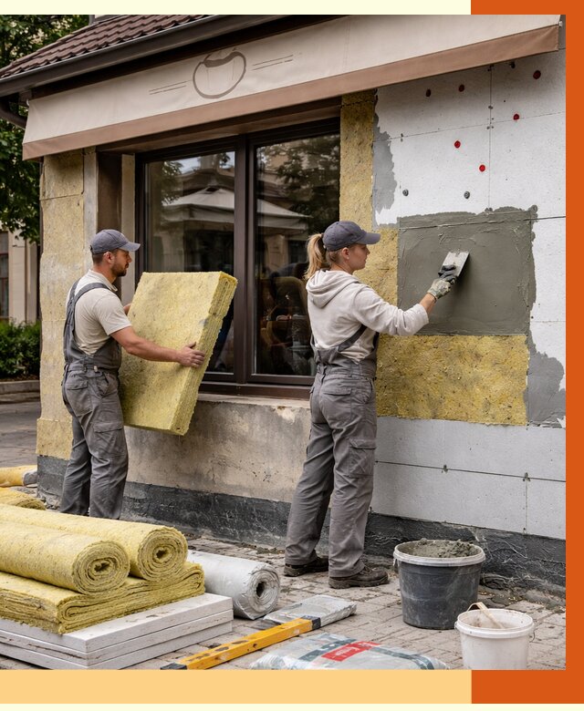 Утепление кафе в Новом Уренгое от 4367 руб/м2 — комплексно под ключ | ТепломастерНвг