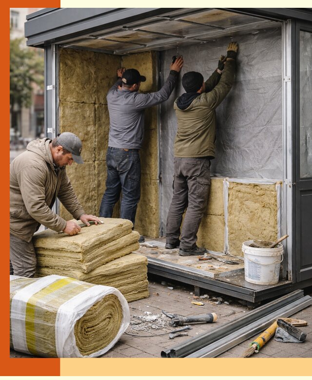 Утепление павильона шаурмы под ключ в Новом Уренгое