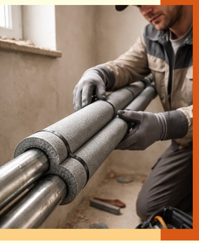 Утепление труб отопления в Новом Уренгое от 2963 руб. за м² — услуги под ключ | ТепломастерНвг