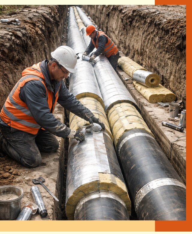 Утепление теплотрассы в Новом Уренгое от 4679 руб./м2 — ппу и комплексная изоляция | ТепломастерНвг