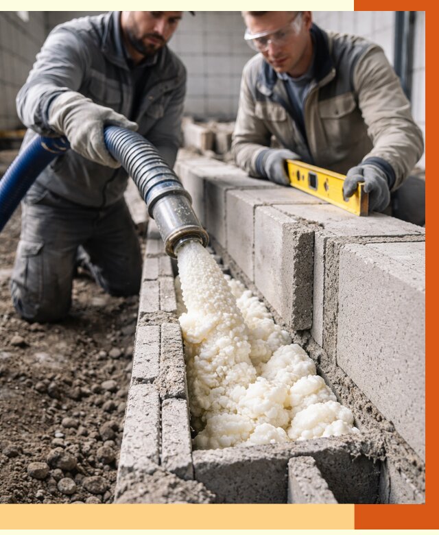 Заполнение колодцевой кладки ППУ в Новом Уренгое от 4367 руб. за м2 | ТепломастерНвг