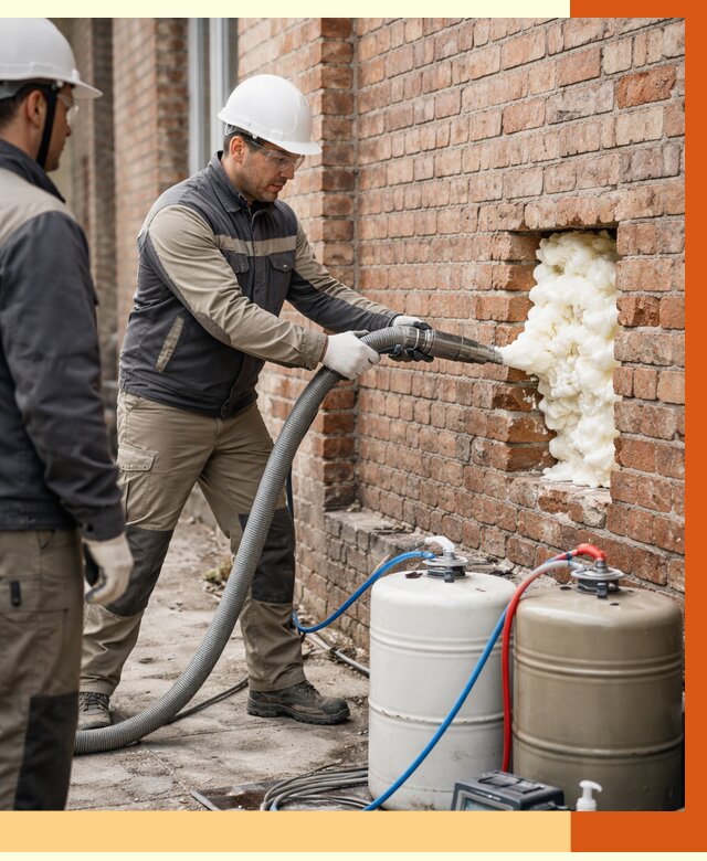 Заливка ППУ в пустоты кирпичной стены в Новом Уренгое от 2859 руб. | ТепломастерНвг