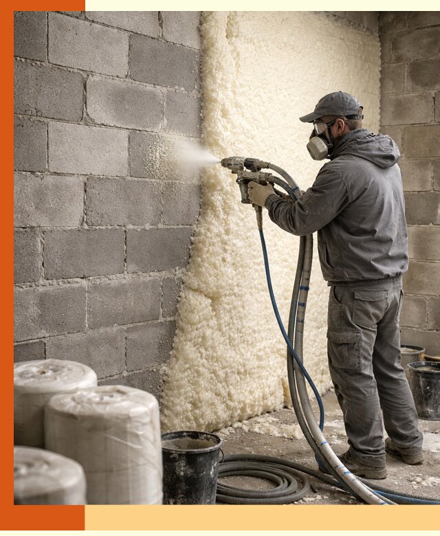 Утепление блочной стены ППУ в Новом Уренгое качественно и надёжно