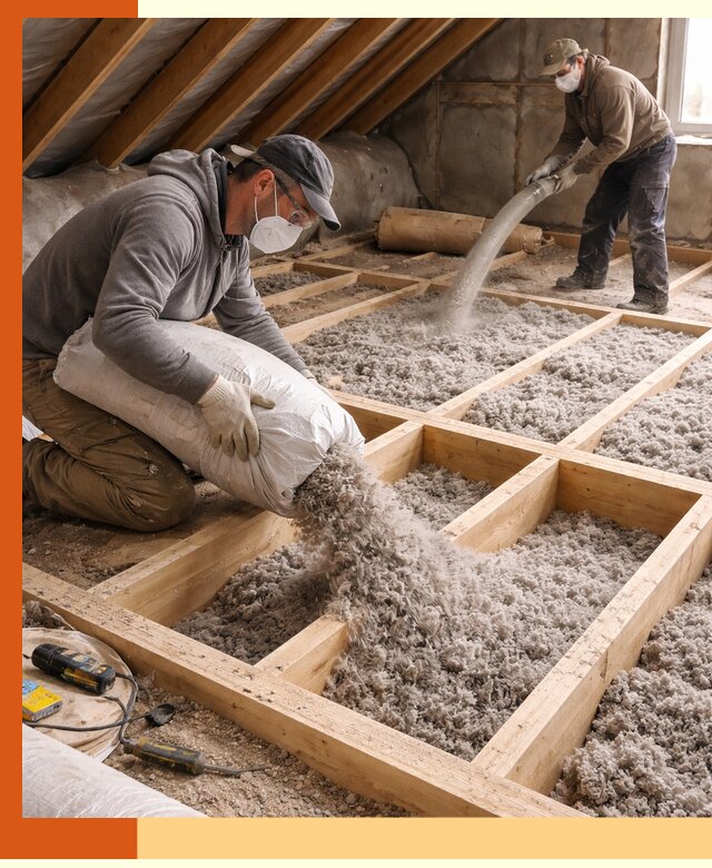 Заполнение полостей чердачного перекрытия в Новом Уренгое качественно и надёжно