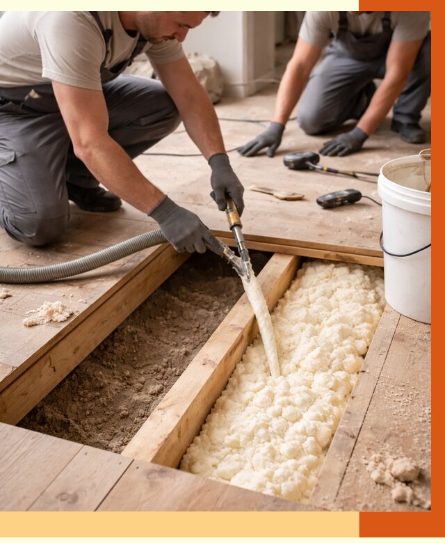 Заполнение пустот пола в Новом Уренгое от 2807 руб. — утепление пустот пола под ключ | ТепломастерНвг