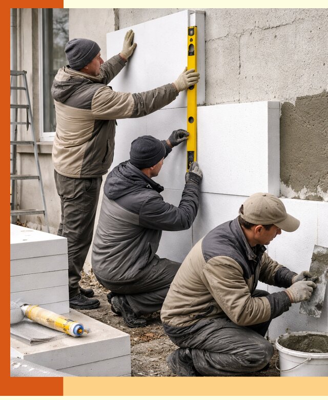 Утепление пенопластом наружных стен и фасадов в Новом Уренгое