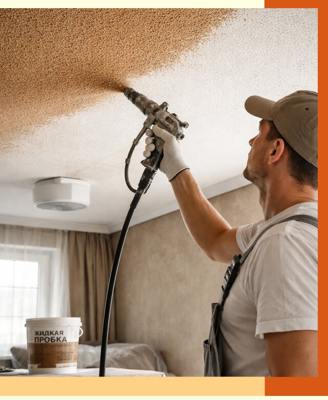 Утепление потолка жидкой пробкой в Новом Уренгое от 3639 руб. | ТепломастерНвг