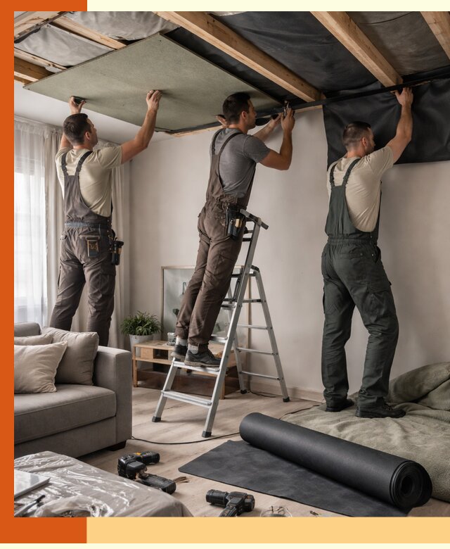 Шумоизоляция потолка в Новом Уренгое — профессиональное устранение шумов