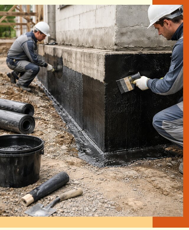 Гидроизоляция фундамента в Новом Уренгое от 1300 руб. — профессионально, под ключ | ТепломастерНвг