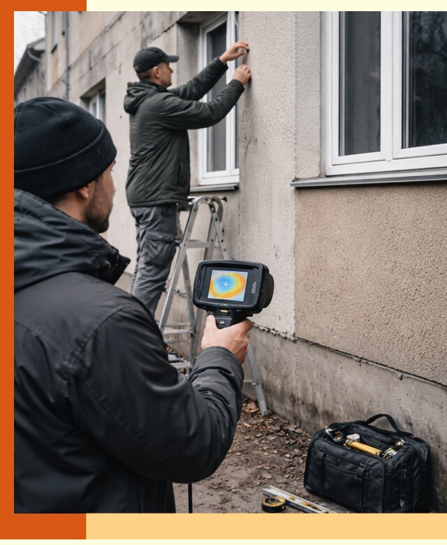 Тепловизионное обследование фасада в Новом Уренгое для выявления дефектов