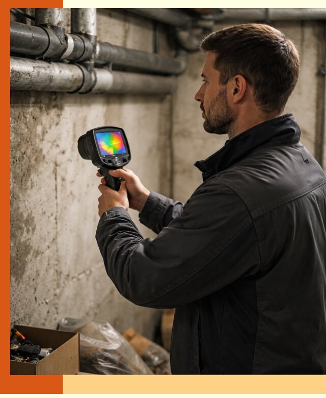 Тепловизионное обследование подвала в Новом Уренгое для поиска утечек тепла